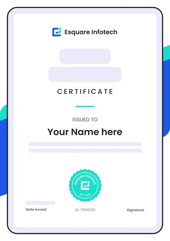 sample Esquare infotech certificate